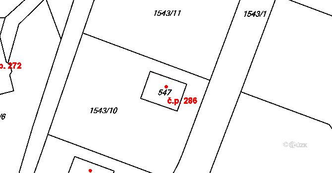Dolní Lánov 286 na parcele st. 547 v KÚ Dolní Lánov, Katastrální mapa