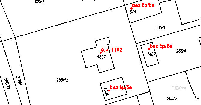 Horažďovice 1162 na parcele st. 1837 v KÚ Horažďovice, Katastrální mapa