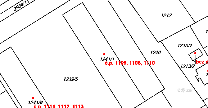 Rychnov nad Kněžnou 1108,1109,1110 na parcele st. 1241/1 v KÚ Rychnov nad Kněžnou, Katastrální mapa