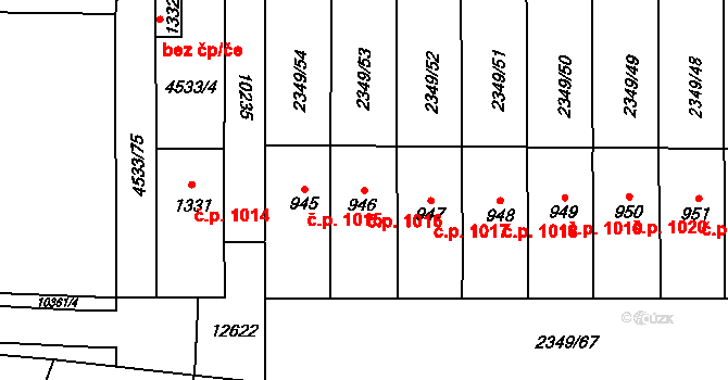 Hrušovany nad Jevišovkou 1016 na parcele st. 946 v KÚ Hrušovany nad Jevišovkou, Katastrální mapa