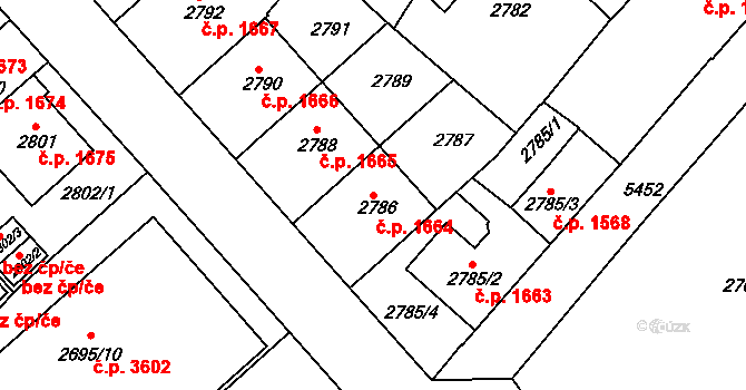 Znojmo 1664 na parcele st. 2786 v KÚ Znojmo-město, Katastrální mapa