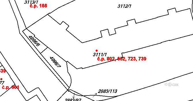 Přerov I-Město 652,723,739,802, Přerov na parcele st. 3111/1 v KÚ Přerov, Katastrální mapa