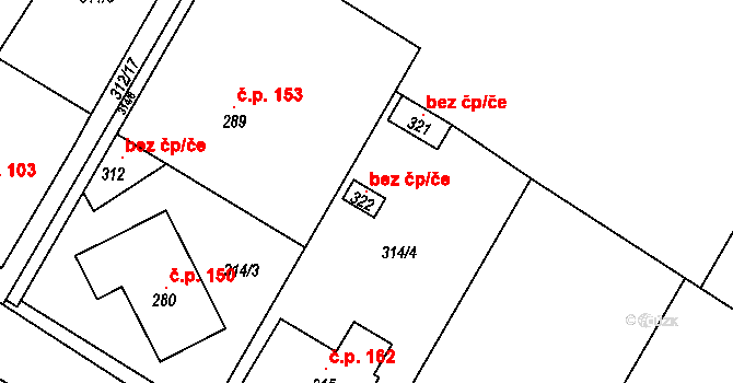 Znojmo 118972375 na parcele st. 322 v KÚ Mramotice, Katastrální mapa