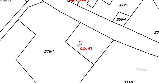 Horní Maxov 41, Lučany nad Nisou na parcele st. 33 v KÚ Horní Maxov, Katastrální mapa