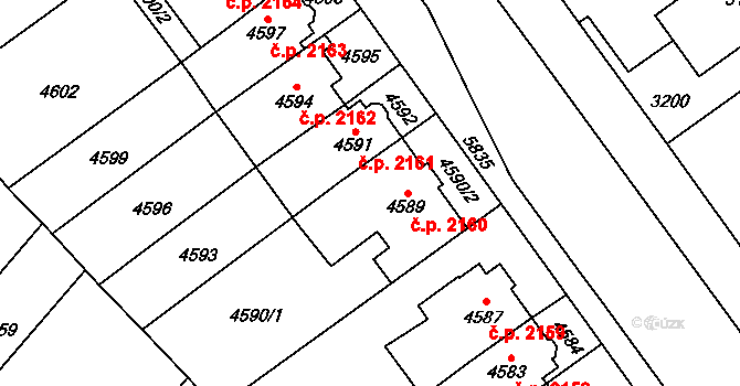 Jihlava 2160 na parcele st. 4589 v KÚ Jihlava, Katastrální mapa