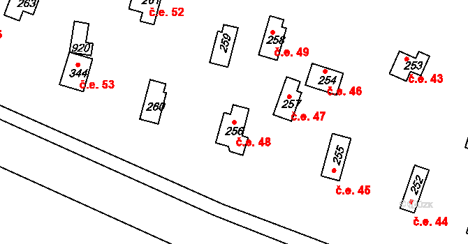 Sedlčánky 48, Čelákovice na parcele st. 256 v KÚ Sedlčánky, Katastrální mapa