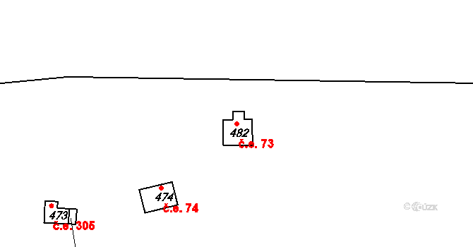 Hostěradice 73, Kamenný Přívoz na parcele st. 482 v KÚ Hostěradice, Katastrální mapa