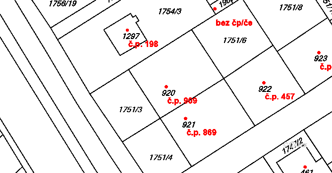 Tišnov 909 na parcele st. 920 v KÚ Tišnov, Katastrální mapa
