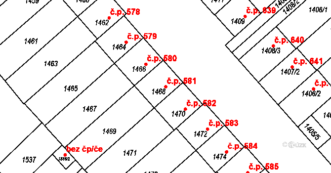 Vnorovy 581 na parcele st. 1468 v KÚ Vnorovy, Katastrální mapa