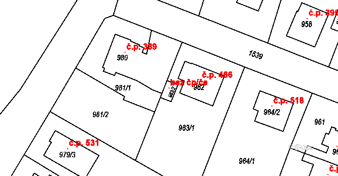 Praha 147594375 na parcele st. 983/2 v KÚ Dolní Počernice, Katastrální mapa