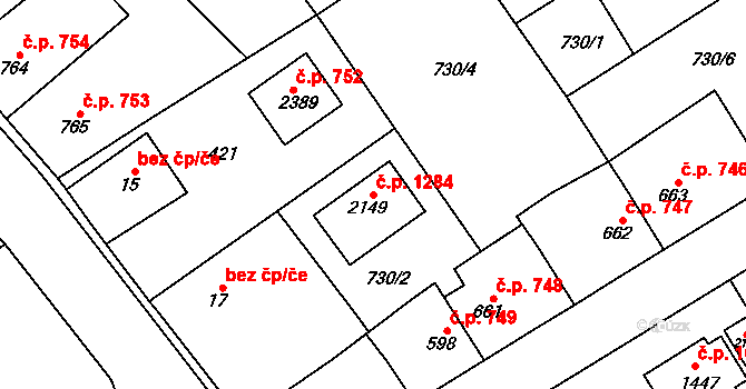 Lomnice nad Popelkou 1284 na parcele st. 2149 v KÚ Lomnice nad Popelkou, Katastrální mapa