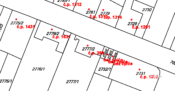 Boskovice 399 na parcele st. 2777/2 v KÚ Boskovice, Katastrální mapa