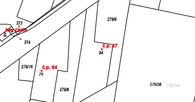 Sýčina 27, Dobrovice na parcele st. 84 v KÚ Sýčina, Katastrální mapa