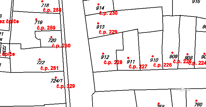 Předměstí 228, Moravská Třebová na parcele st. 912 v KÚ Moravská Třebová, Katastrální mapa