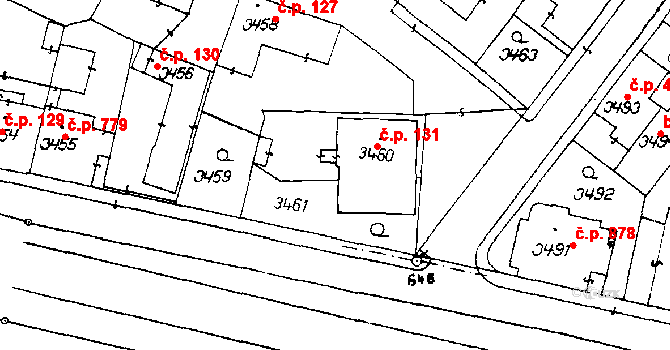 Poděbrady III 131, Poděbrady na parcele st. 3460 v KÚ Poděbrady, Katastrální mapa