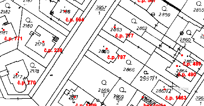 Poděbrady III 787, Poděbrady na parcele st. 2865 v KÚ Poděbrady, Katastrální mapa