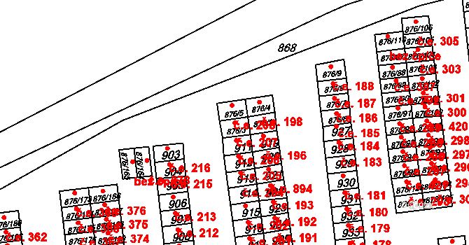 Postoloprty 207 na parcele st. 876/3 v KÚ Postoloprty, Katastrální mapa