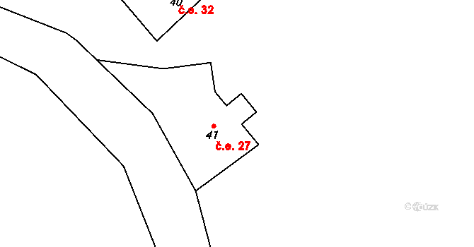 Oldřichov 27, Nejdek na parcele st. 41 v KÚ Oldřichov u Nejdku, Katastrální mapa