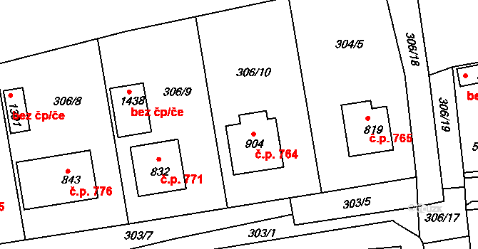 Blovice 764 na parcele st. 904 v KÚ Blovice, Katastrální mapa
