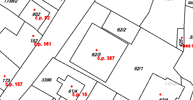 Staňkov I 357, Staňkov na parcele st. 62/3 v KÚ Staňkov-město, Katastrální mapa