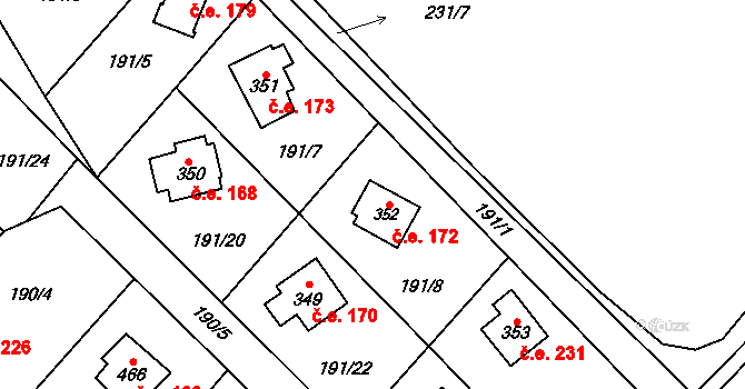 Jevany 172, Katastrální mapa