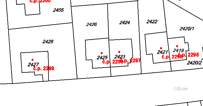 Žižkov 2298, Praha na parcele st. 2425 v KÚ Žižkov, Katastrální mapa