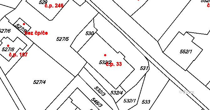 Rumburk 2-Horní Jindřichov 33, Rumburk na parcele st. 532/2 v KÚ Horní Jindřichov, Katastrální mapa