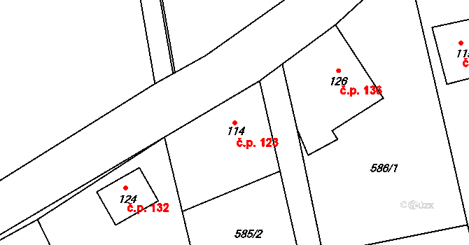 Drahlín 123 na parcele st. 114 v KÚ Drahlín, Katastrální mapa