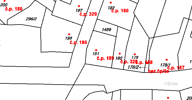 Chrastava 159 na parcele st. 181 v KÚ Chrastava I, Katastrální mapa