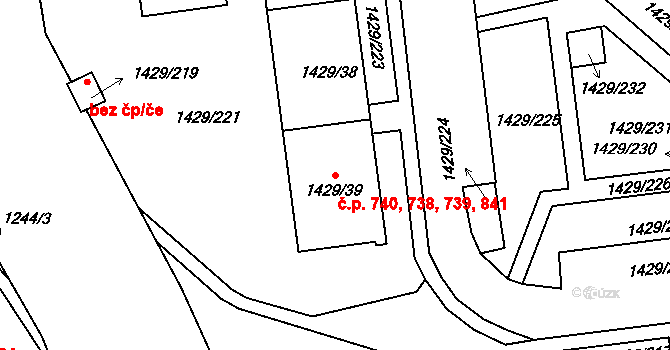 Liberec VI-Rochlice 738,739,740,841, Liberec na parcele st. 1429/39 v KÚ Rochlice u Liberce, Katastrální mapa