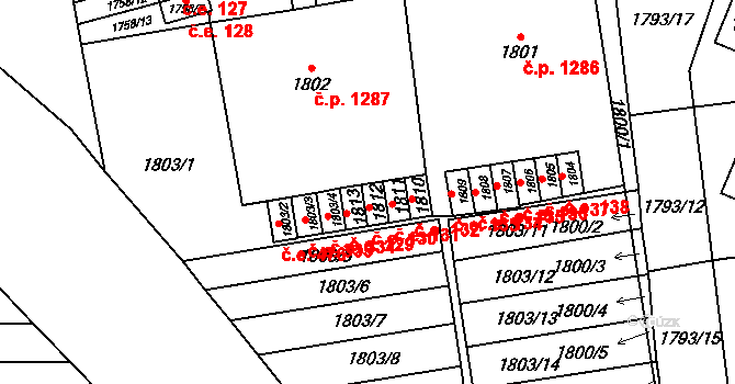 Šlapanice 130 na parcele st. 1812 v KÚ Šlapanice u Brna, Katastrální mapa