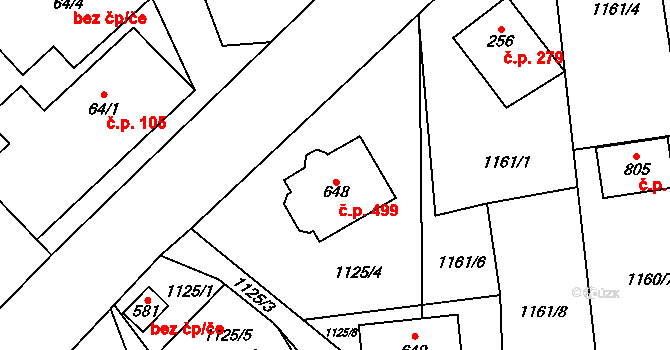 Libhošť 499 na parcele st. 648 v KÚ Libhošť, Katastrální mapa