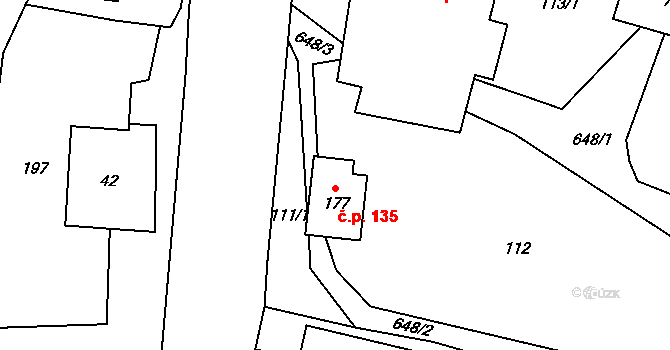 Lezník 135, Polička na parcele st. 177 v KÚ Lezník, Katastrální mapa
