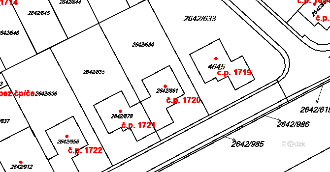 Kuřim 1720 na parcele st. 2642/891 v KÚ Kuřim, Katastrální mapa