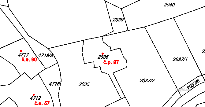 Dejvice 87, Praha na parcele st. 2036 v KÚ Dejvice, Katastrální mapa