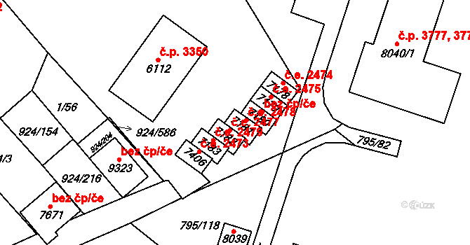Hodonín 2478 na parcele st. 7181 v KÚ Hodonín, Katastrální mapa