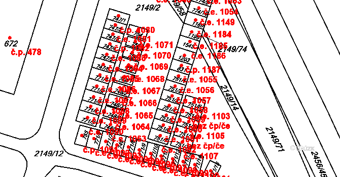 Dědice 1057, Vyškov na parcele st. 751/2 v KÚ Dědice u Vyškova, Katastrální mapa