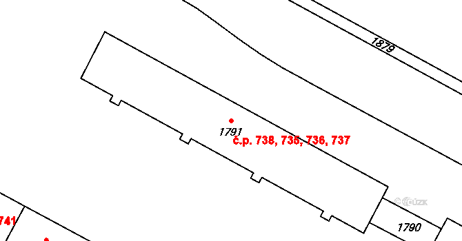 Bruntál 735,736,737,738 na parcele st. 1791 v KÚ Bruntál-město, Katastrální mapa