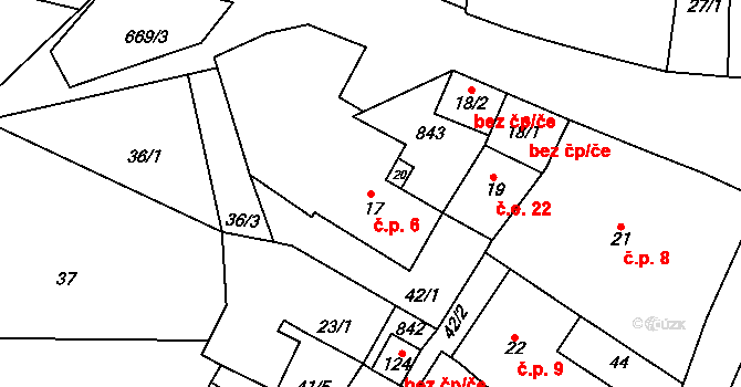 Měšetice 6, Sedlec-Prčice na parcele st. 17 v KÚ Měšetice, Katastrální mapa