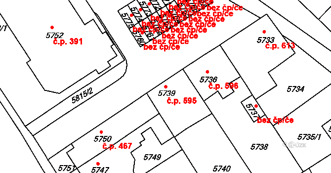 Žďár nad Sázavou 1 595, Žďár nad Sázavou na parcele st. 5739 v KÚ Město Žďár, Katastrální mapa