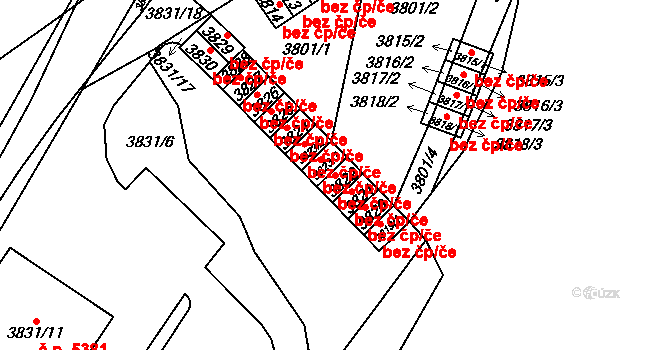 Chomutov 39088375 na parcele st. 3822 v KÚ Chomutov I, Katastrální mapa