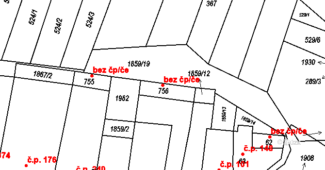 Šakvice 40644375 na parcele st. 756 v KÚ Šakvice, Katastrální mapa