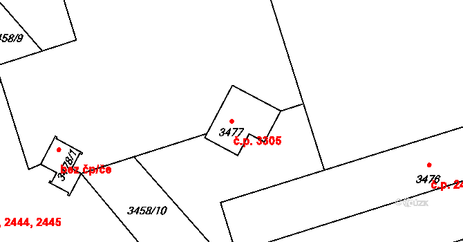 Kročehlavy 3305, Kladno na parcele st. 3477 v KÚ Kročehlavy, Katastrální mapa