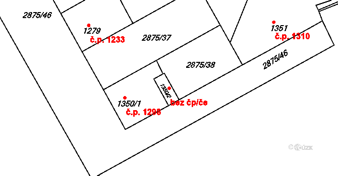 Lysá nad Labem 43427375 na parcele st. 1350/2 v KÚ Lysá nad Labem, Katastrální mapa