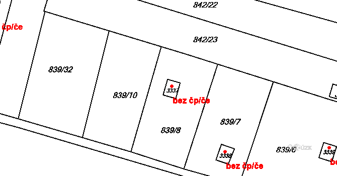Třebíč 43601375 na parcele st. 3337 v KÚ Třebíč, Katastrální mapa