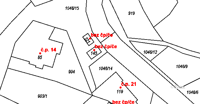 Ctětín 43699375 na parcele st. 145 v KÚ Ctětín, Katastrální mapa