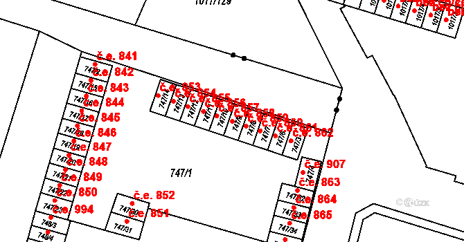 Pudlov 858, Bohumín na parcele st. 747/9 v KÚ Pudlov, Katastrální mapa
