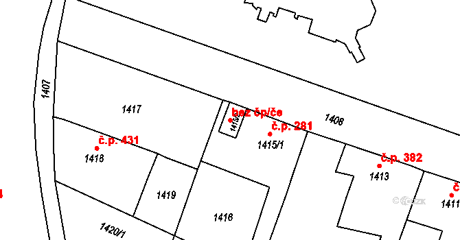 Bohumín 44000375 na parcele st. 1415/2 v KÚ Skřečoň, Katastrální mapa