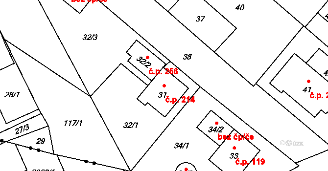 Vávrovice 214, Opava na parcele st. 31 v KÚ Palhanec, Katastrální mapa