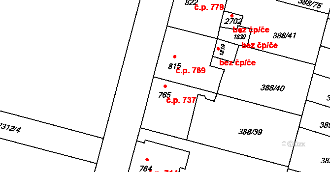 Kateřinky 737, Opava na parcele st. 765 v KÚ Kateřinky u Opavy, Katastrální mapa